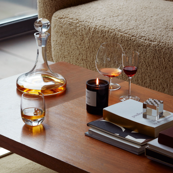 Mouthblown glass whiskey decanter and tumbler set, available at Clarkson Lee Lifestyle.