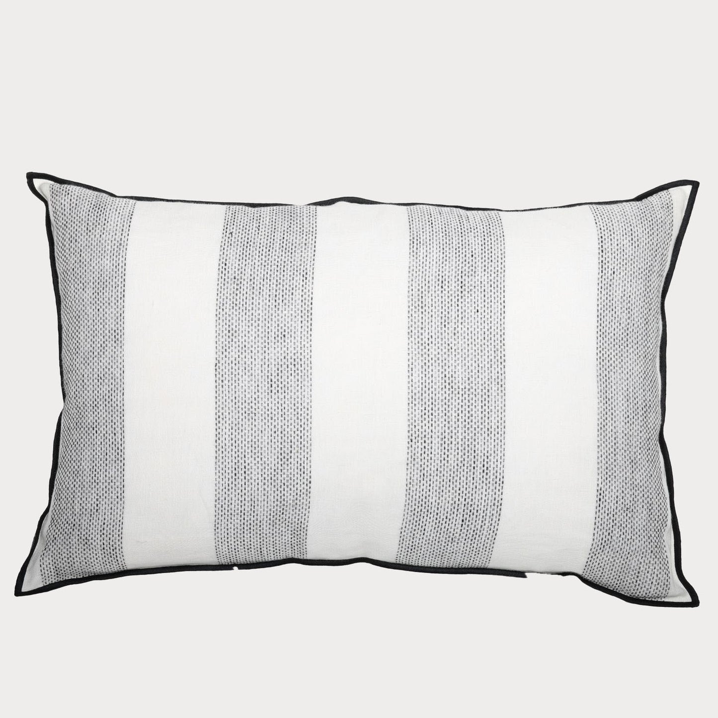 Close-up of the Striped Linen Cushion showcasing its precisely woven stripes.