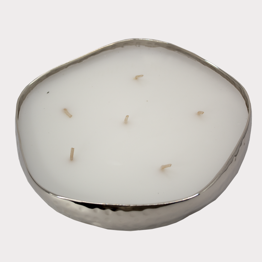 op view of Tuberose Scented Candle highlighting the pristine wax and subtle design.