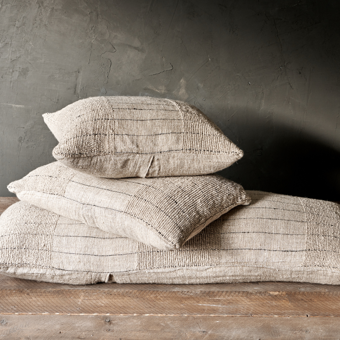 Hand-Stitched Linen & Cotton Cushion