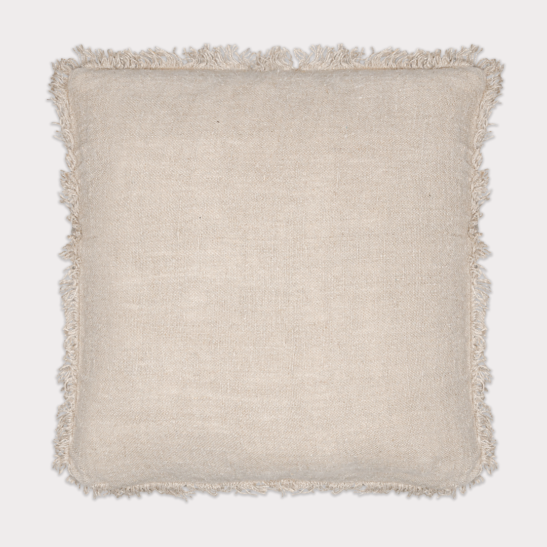 Natural Fringed Linen Cushion