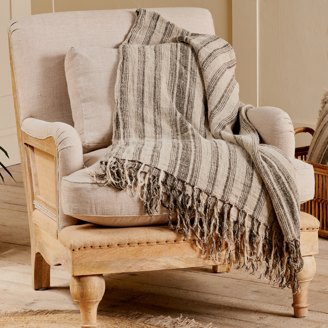 Striped Linen Throw