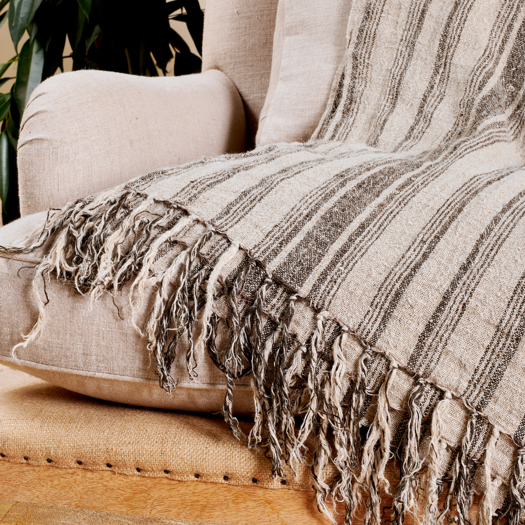 Striped Linen Throw