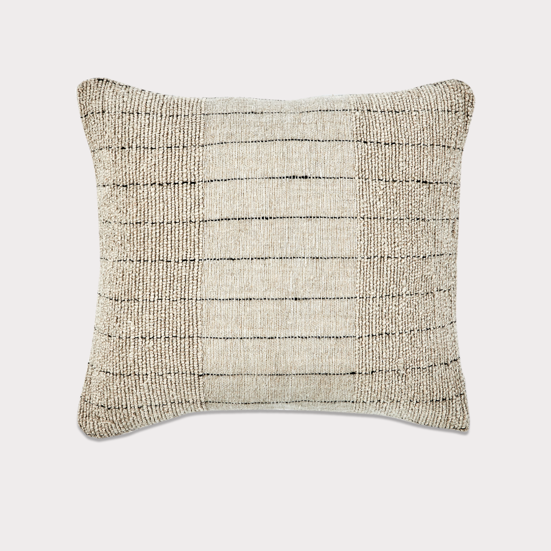 Hand-Stitched Linen & Cotton Cushion