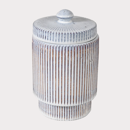 Washed Striped Jar with Lid