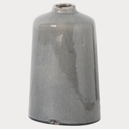 Glazed Crackle Vase in Grey