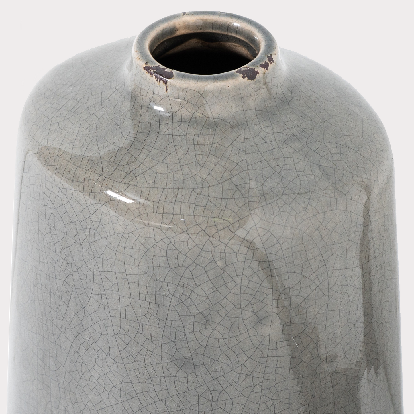 Glazed Crackle Vase in Grey