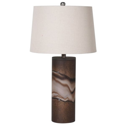 Brown Hand Blown Glass Table Lamp with Shade