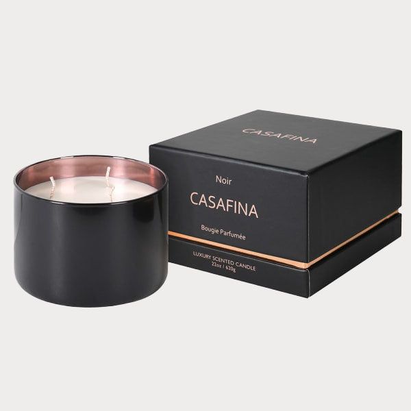 Rose Oud Black Glass Candle with Gift Box