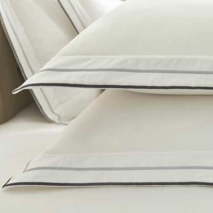 Cotton Percale Bedding in White/ Silver/ Charcoal